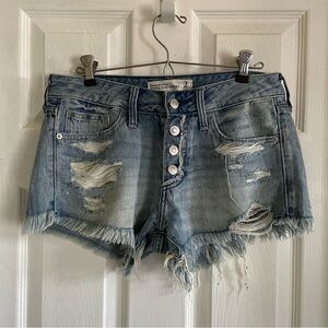 Abercrombie & Fitch boyfriend low rise shorts distressed button fly size 2